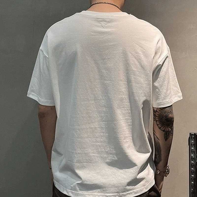 2023 New Mens Clothing Summer Fashion Casual Korean Version Youth Trend Round Neck Letter Printed Loose Cotton Commute T-shirtT250319