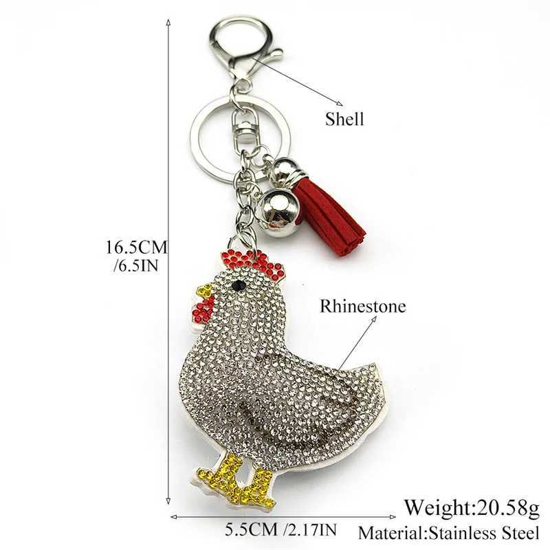 Cute Hen Chicken Egg Producer Keyring For Women Men Stainless Steel White Tassel People Friends Keychain Bag Jewelry GiftsXJ250319