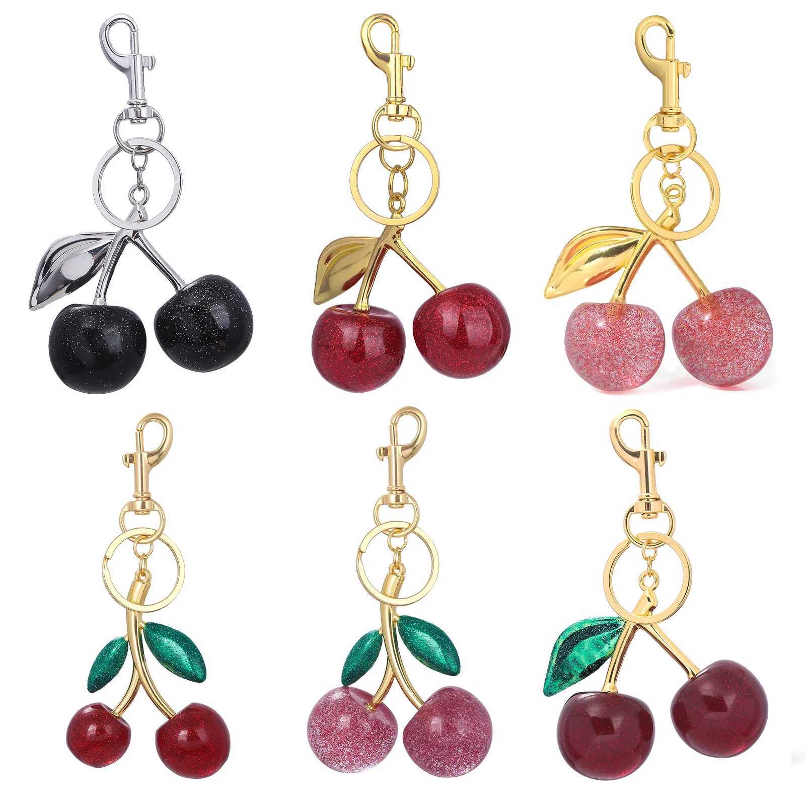 Delicious Crystal Pink Cherry Keychain Summer Fruit Cherry Pendant Keychain Womens Jewelry Bag Key Accessories GiftXJ250319