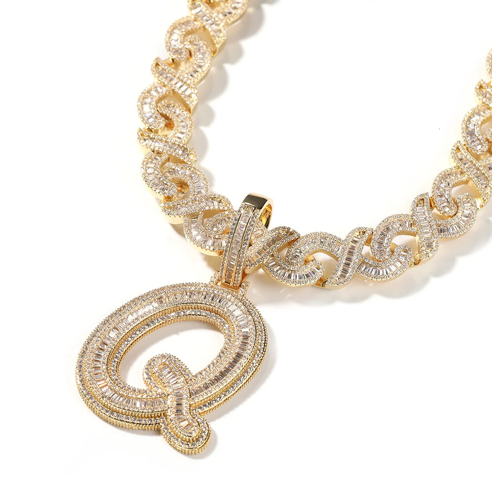 UWIN Baguettecz Letter Pendant for Women Iced Out Cubic Zirconia Infinity Cuban Chain Necklaces Fashion Hip Hop Jewelry for Gift 250318