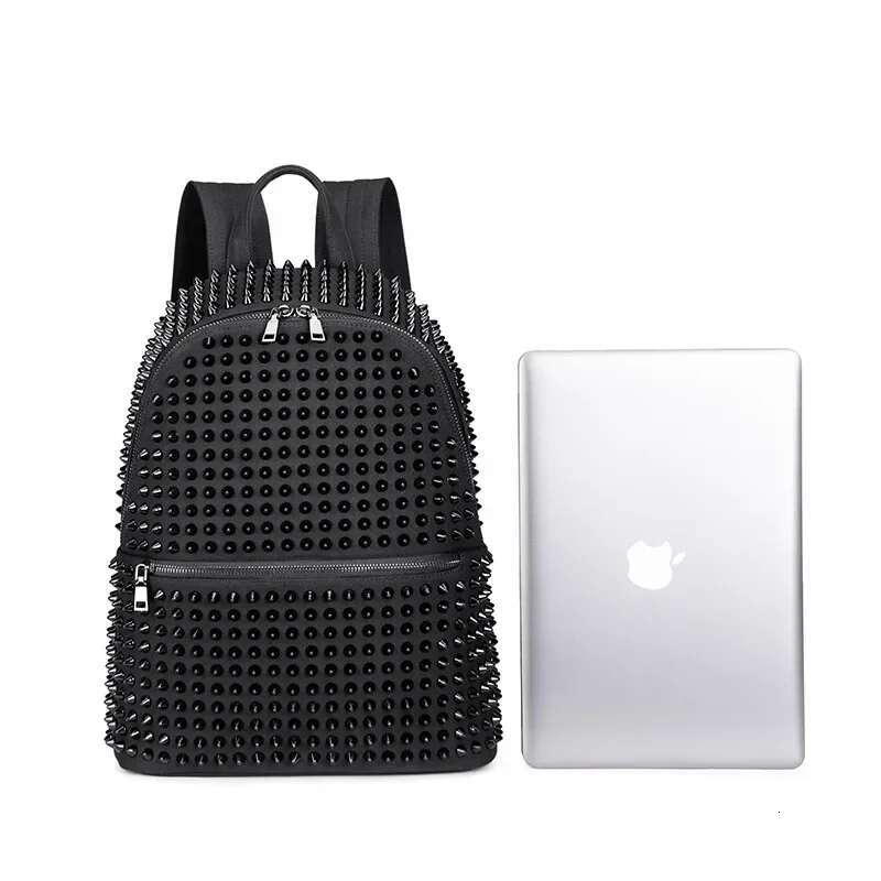Fashion Casual Men's And Women's Canvas Backpack,Personality Rivet Travel Computer Chest Bag Fanny Pack