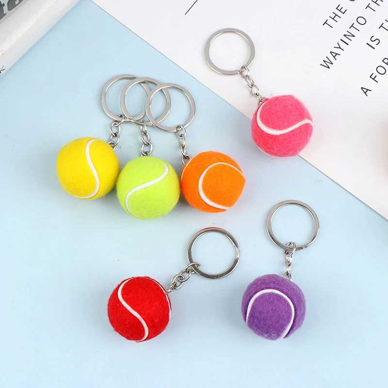 Cute sports mini metal tennis ball keychain 6-color pendant car keychain sports keychainXJ250319