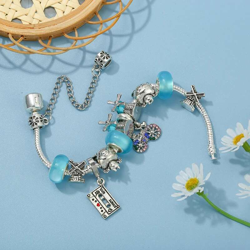 Romantic Travel Series Charm Bracelet With Windmill Bike Beads Bracelet For Women Jewelry Gift Wholesale Dropshipping
