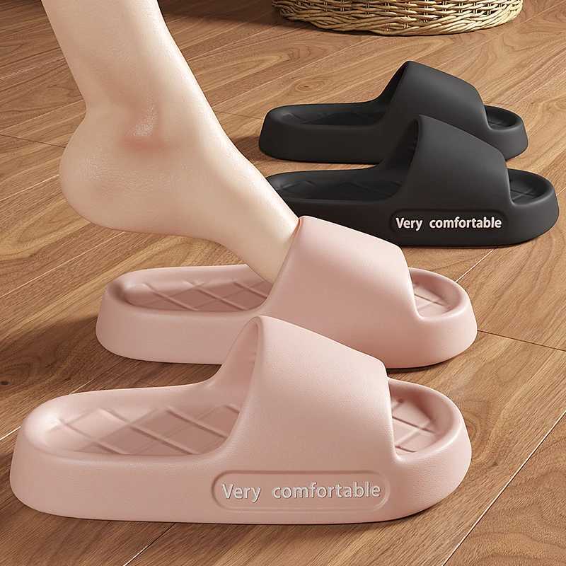 Summer Letter Print Wen Slippers Thick Flat Outdoors Beach Slides For Men Bath Sandals Couple Ladies Shoes Y250320