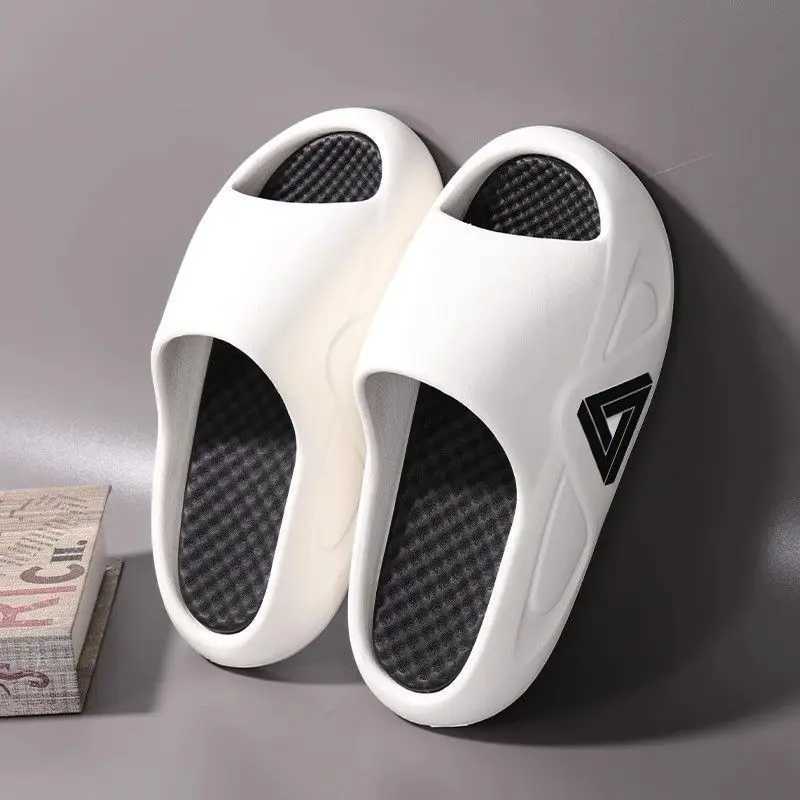 New summer mens massage slider indoor and outdoor sandals casual shoes anti slip Eva platform soft bottom slider flip cover Y250320