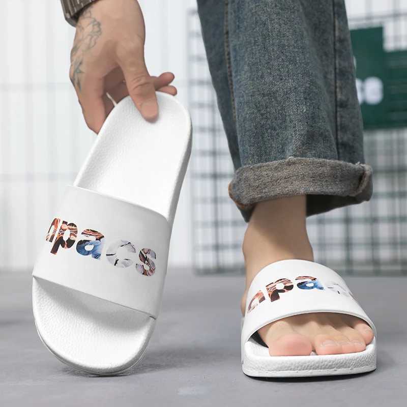 Summer Mens Slide Trend Printing Slide Outdoor Beach Flip Slide M Leisure Indoor He Slide Bathroom Shoes 45 Y250320