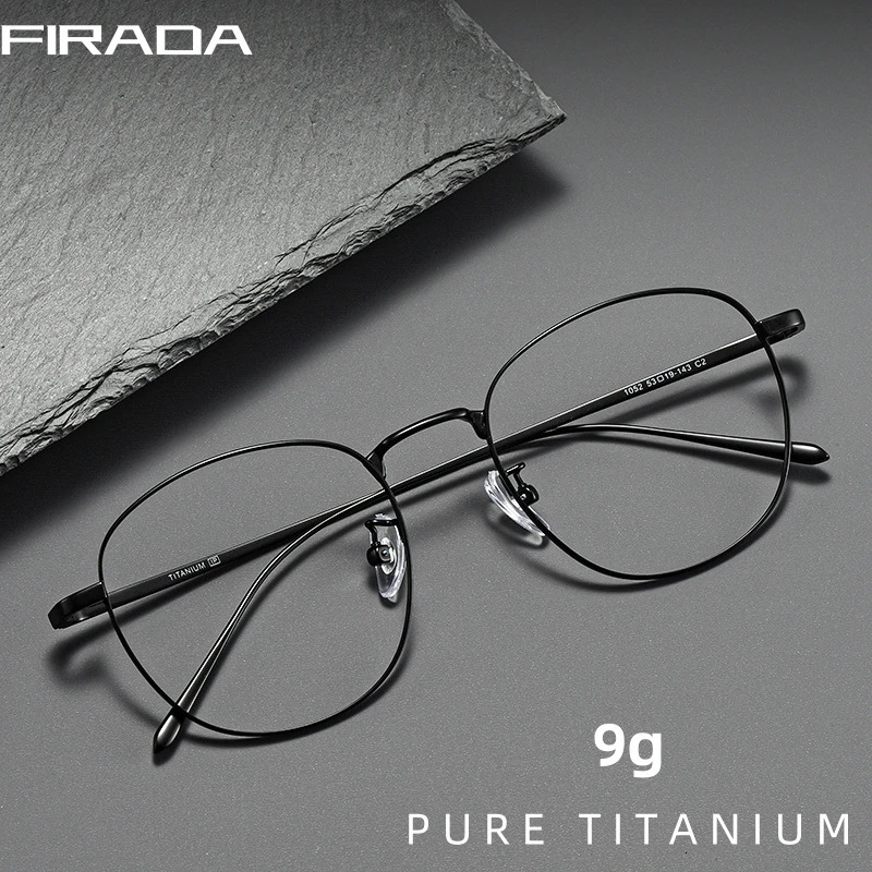 FIRADA Fashion Glasses Retro Pure Round Glasses Comfortable Business Prescription Glasses Frame Men 1052-C 250228