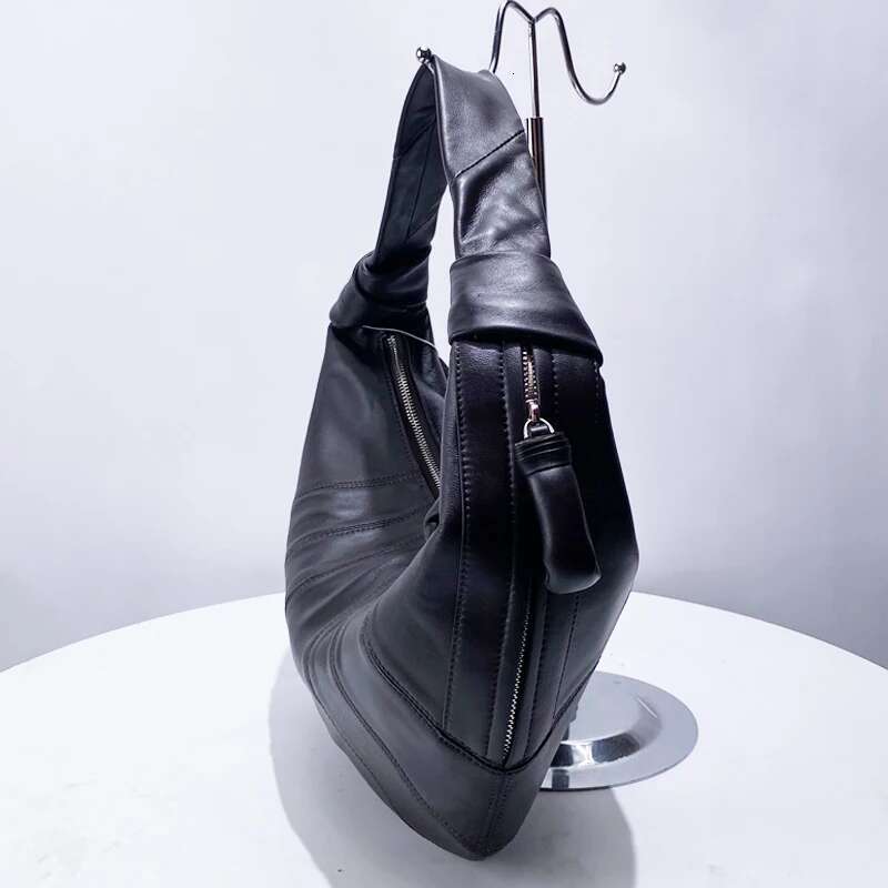 Genuine Leather Sheepskin Bags For Women Designer Handbags Purses 2024 New In Vintage Large Capacity Croissant Shoulder