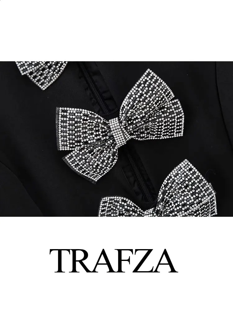 TRAFZA Summer Womens Slim Party Dress Chic Bow Hollow Zipper Decoration Elegant Womens Short Mini Skirt Streetwear 250314