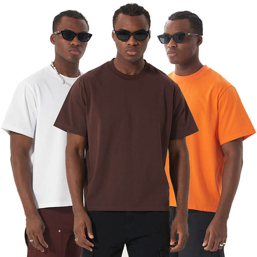 Versatile new product short Boxy Fit style pure cotton American trendy brand fall shoulder sleeve men's T-shirt