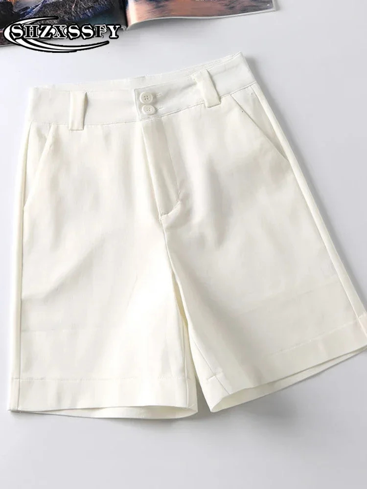 Womens Summer Shorts High Waisted Loose Solid Shorts for Women Casual Cotton Linen Fashion Orange Female Shorts 250320