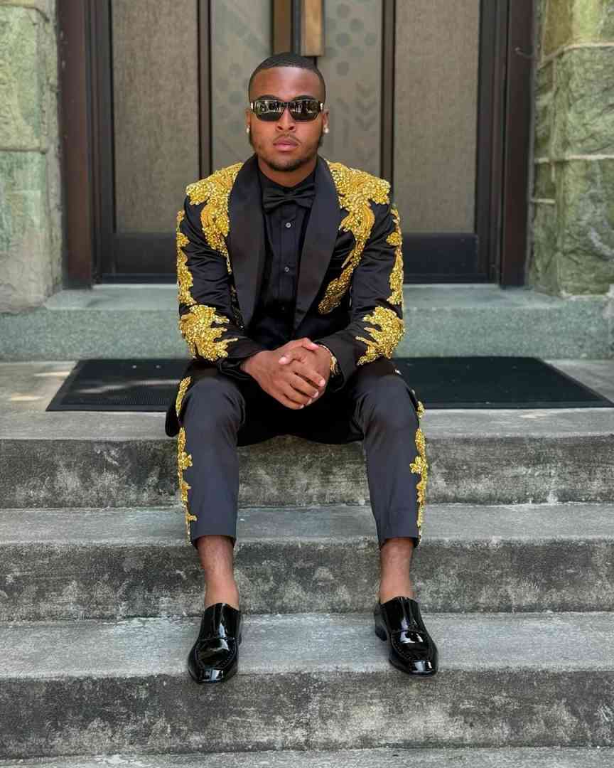 Gold Beads Groom Wedding Wear Shawl Lapel Party Birthday Mens Pants Suits 2 Pieces Customized Cosplay Outfits