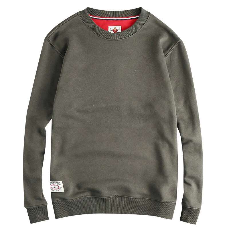Autumn New American Retro 320G Long Sleeve O-Neck Solid Color Sweatshirts Men's Fashion Washed Terry Pullover Casual Sportwear