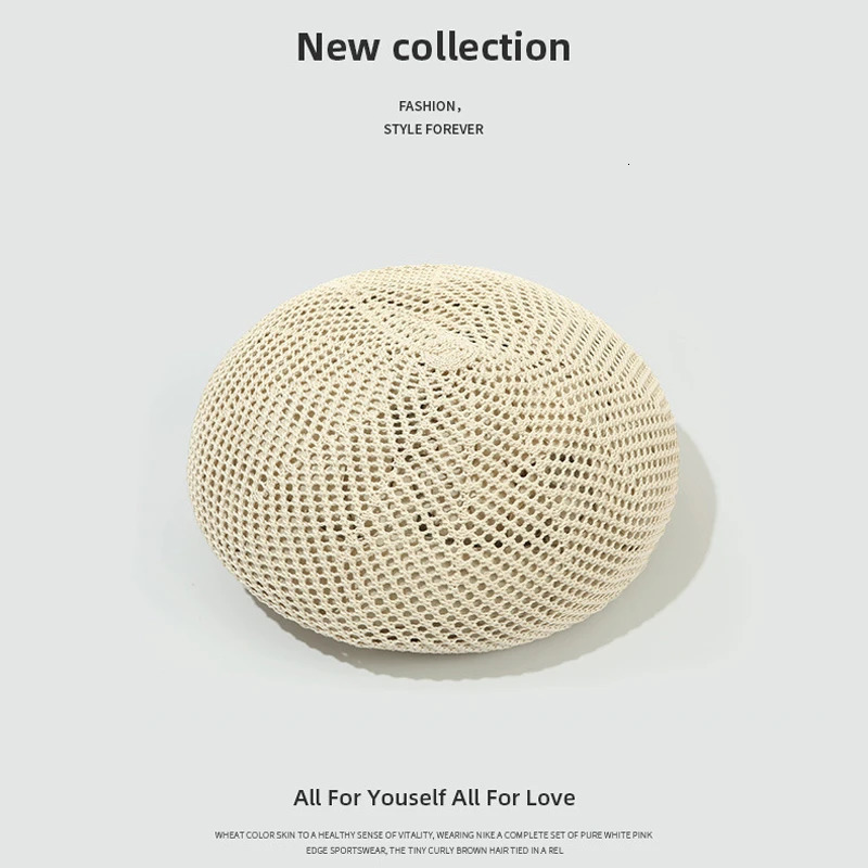 Womens Hollow Out Breathable Beret Hat for Spring and Summer Adjustable 55-59cm Mesh n Polyester 250320