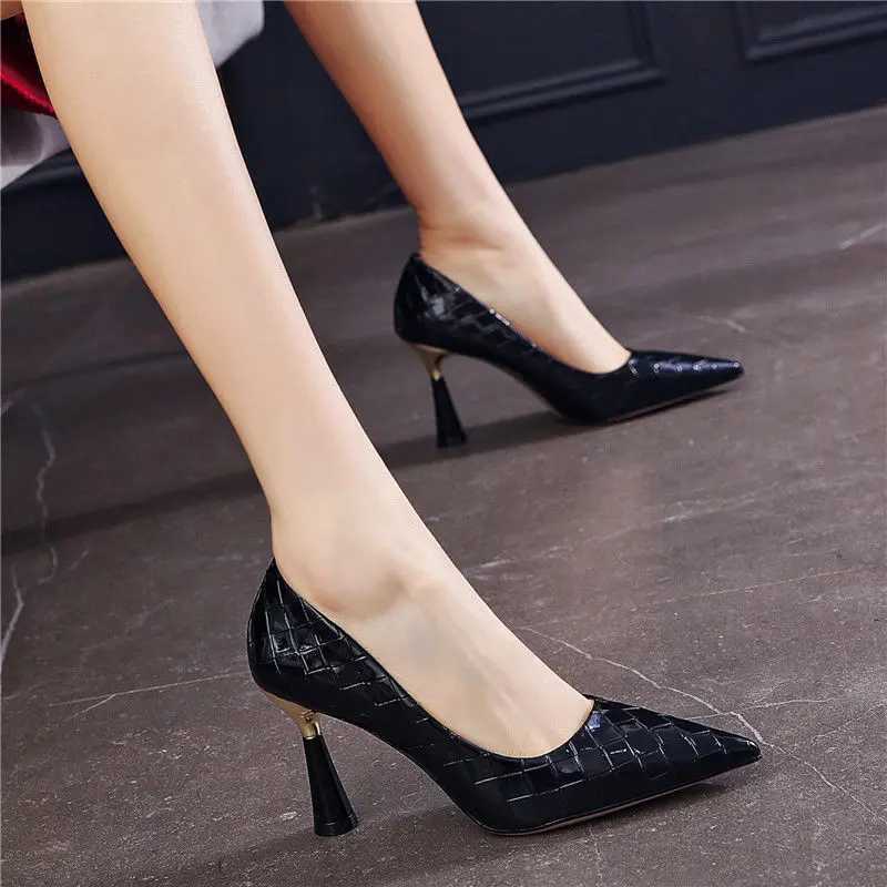 Shoes For Wen 2024 High H Ladies Summer Footwear Pointed Toe Red Pumps in Heeled Casual Social Korean Style Slip Y250319