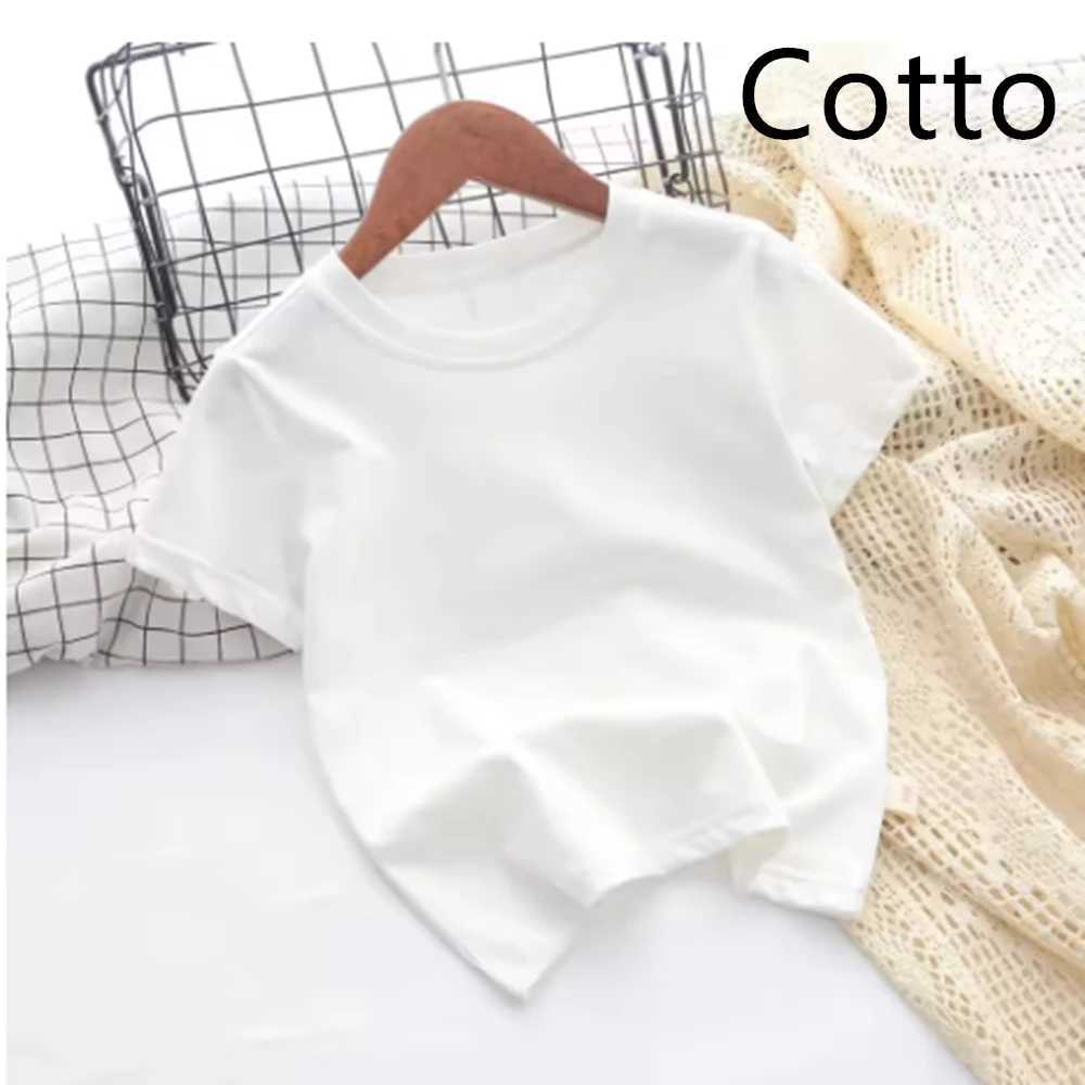 Childrens white 100% pure cotton T-shirt boys and girls clothing T-shirt casual short sleeved T-shirt high-quality summer topT250320