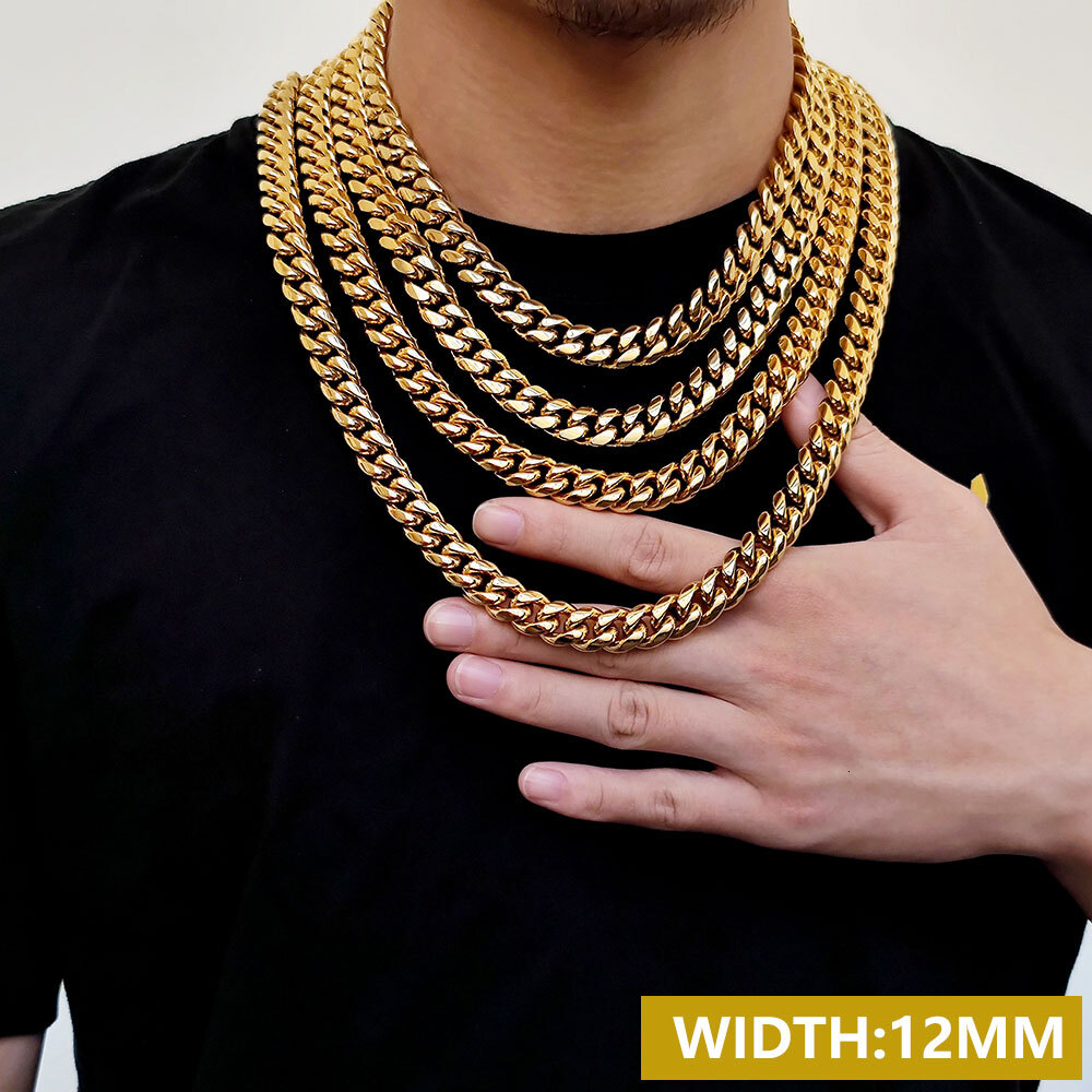 Fashion Jewelry Bling Stone Stainless Steel Hip Hop Cuban Link Chain Necklace Drop Shipping Items For Women