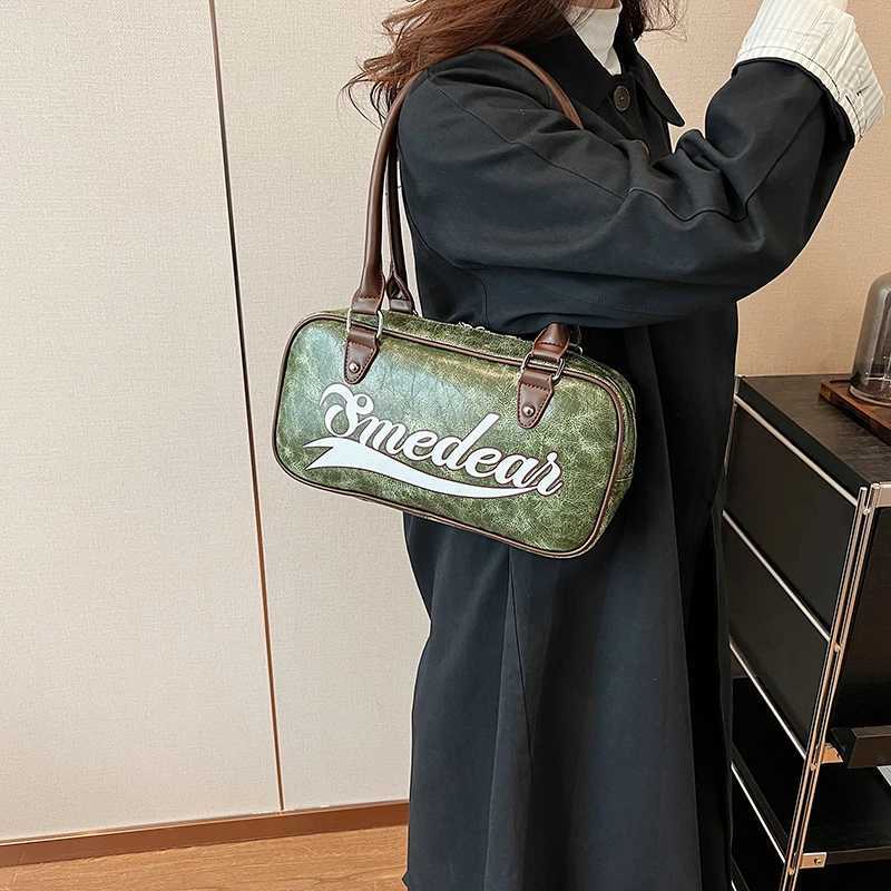 MOODS Retro Bowling Shoulder Bag Womens Letter Printing Solid Color Long Handle Boston Bag 2025 Latest Luxury Designer Handbag Y250319