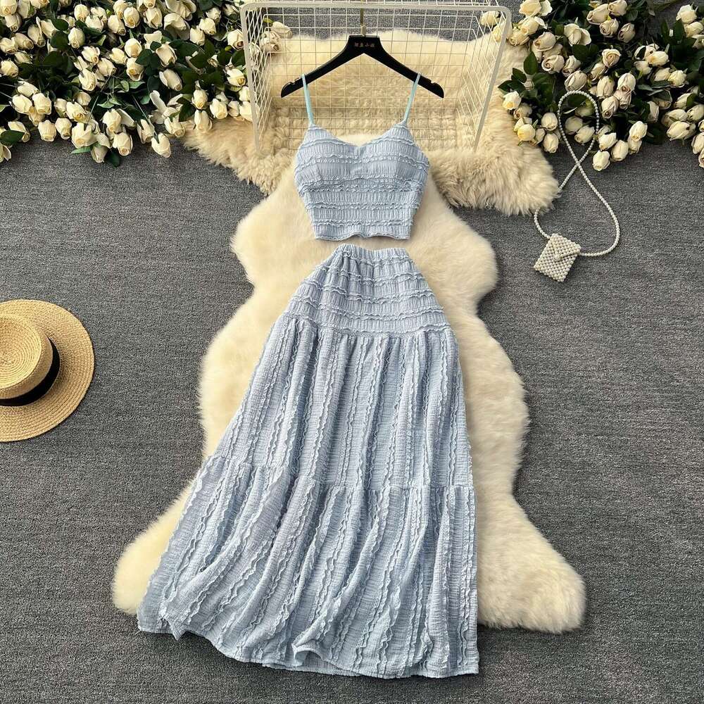 Dresses for Woman Designer Dress White Dress Devise Buttock Age Reducing Summer 2025 New Camisole Top Short Versatile Big Swing Skirt Sweet Two-piece 
