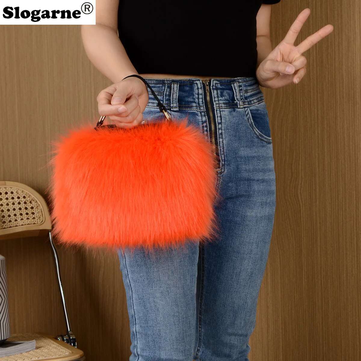 New High Quality Fox Handbag Women Faux Fur Shoulder Bags Design Ladies Tote Messenger Girls Fluffy Crossbody Bag