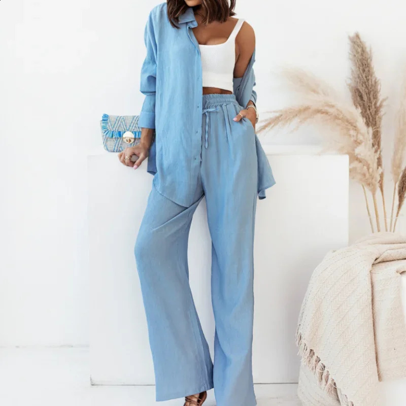 European and American autumn winter loose elastic pleated long sleeved pocket pants casual suit for women 250319