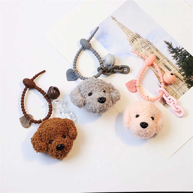Cute plush teddy dog pendant keychain suitable for women girls car keychains pocket charm DIY accessories couple giftsXJ250319
