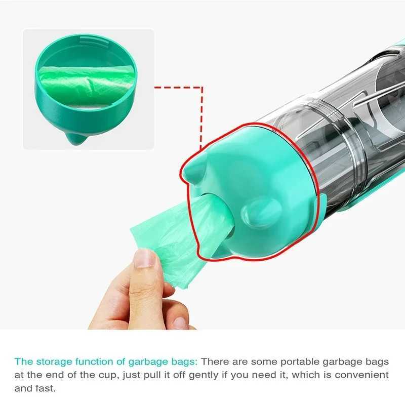 Portable cat and dog water bottle food feeder drinking fountain 3-in-1 toilet dispenser leak proof Y250319