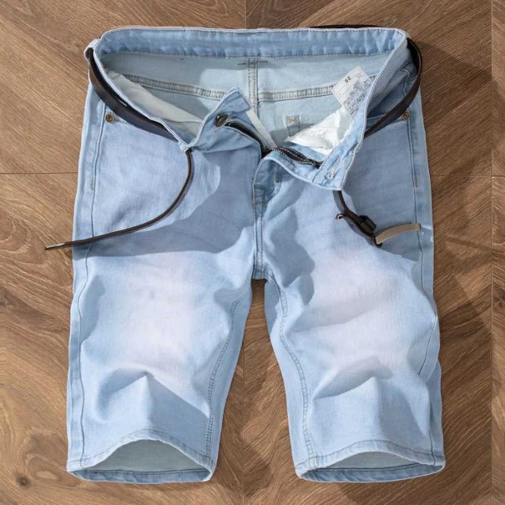5 summer shorts mens denim pants stretch light blue fashionable design mens jeans ultra-thin straight mens shorts Hombre W250319