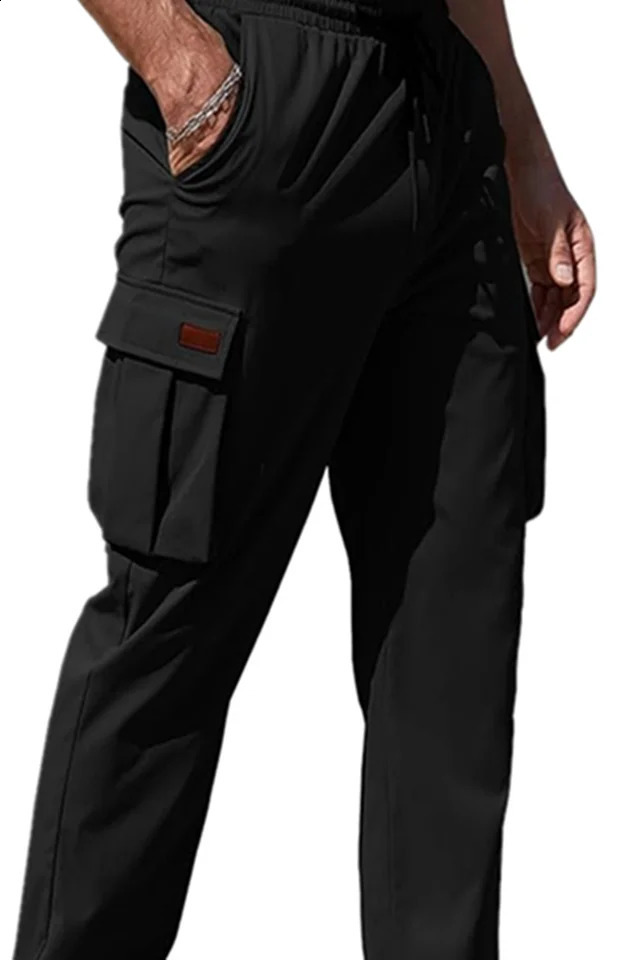 Mens multi pocket work pants retro casual from European and American street fashion s mens style 250319