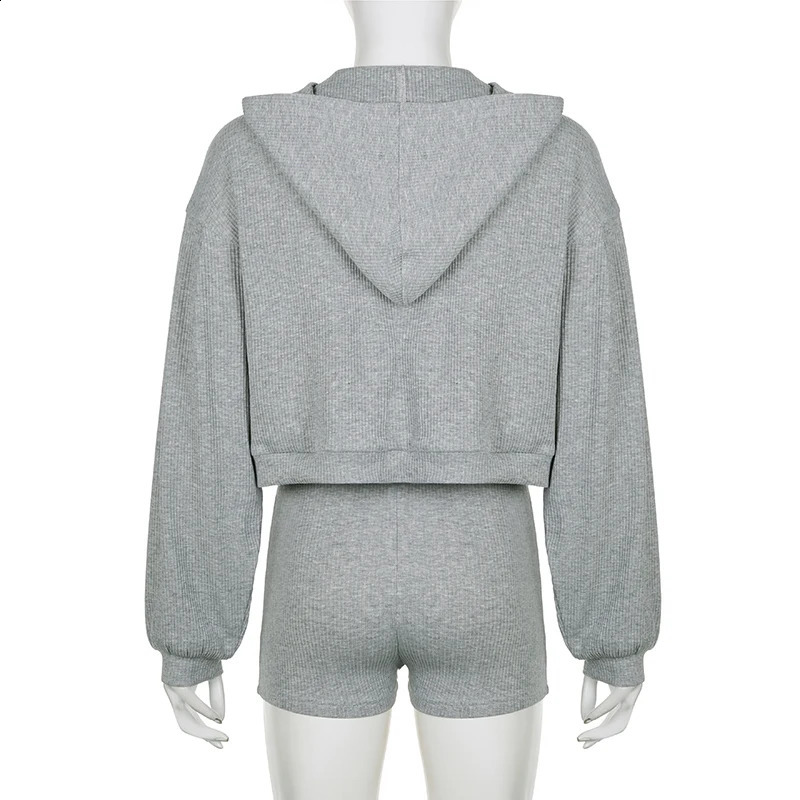 BIKPIIK casual three piece set comfortable sports womens shorts hooded jacketbrshorts fashionable womens track and field clothes fitness 250318