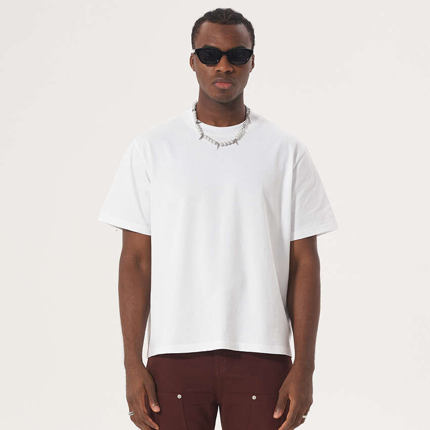 Versatile new product short Boxy Fit style pure cotton American trendy brand fall shoulder sleeve men's T-shirt