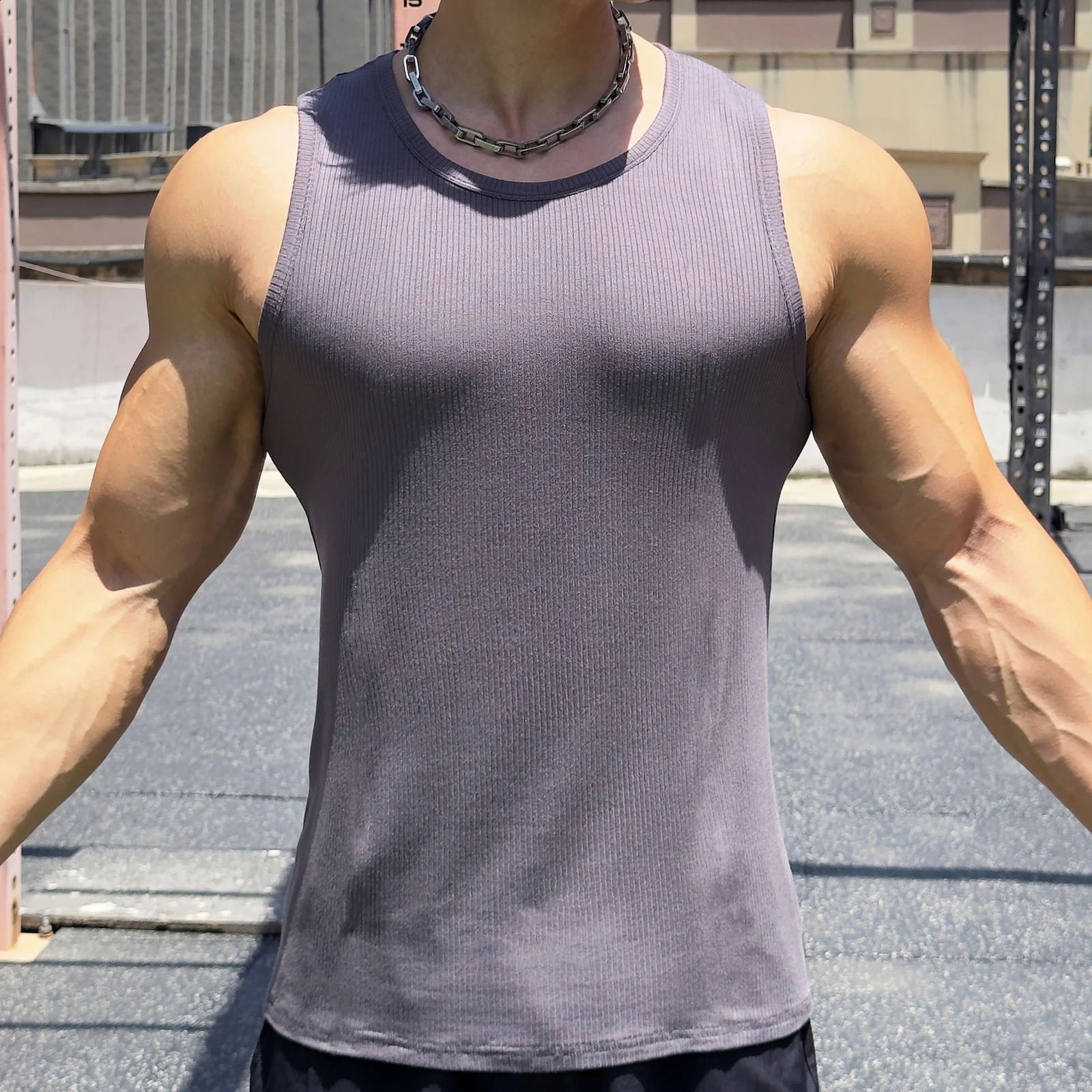 2024 Summer Mens Tank Top Gym Fitness Sleeveless Shirt Casual Sportswear Underwear 250319