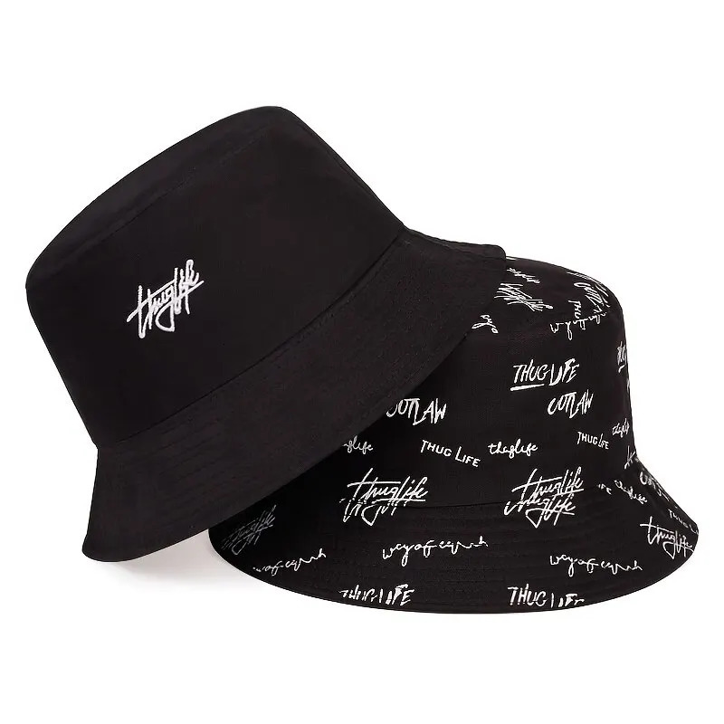 Unisex Letter Embroidery Printing Personality Bucket Hats Fishermen Caps Outdoor Casual Cap Sunscreen Hat o250320