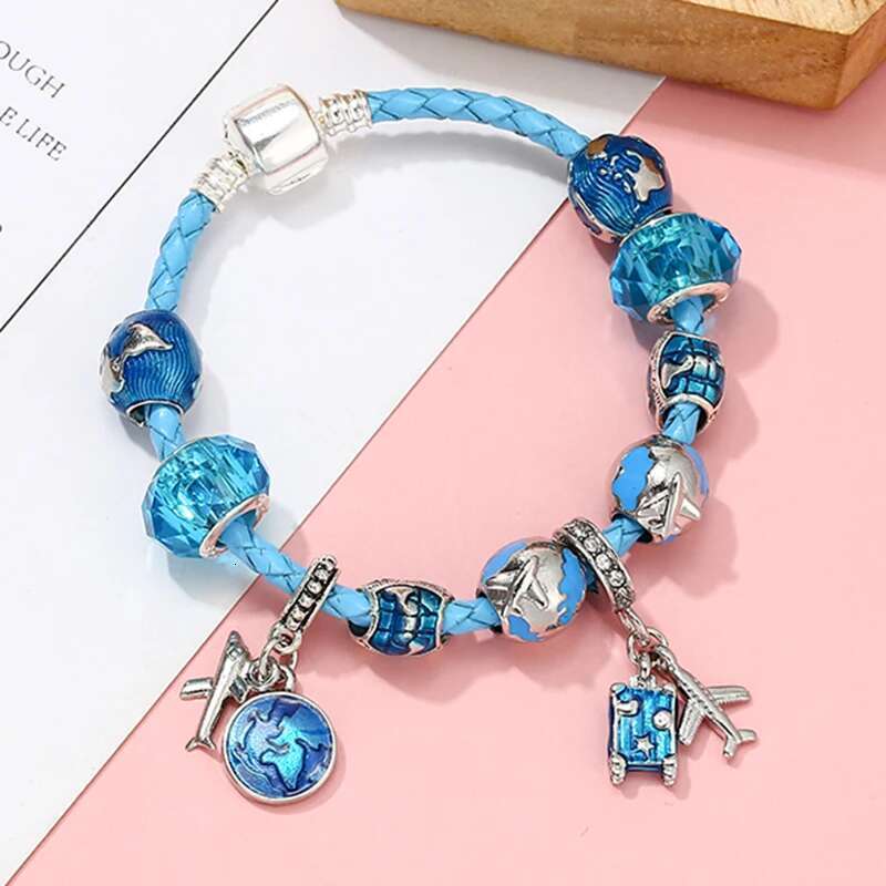 High Quality Dog Bone Snail Beads Charm Bracelets With Leather Chain Bracelets For Women Men Girlfriend Jewelry Pulsera Mujer
