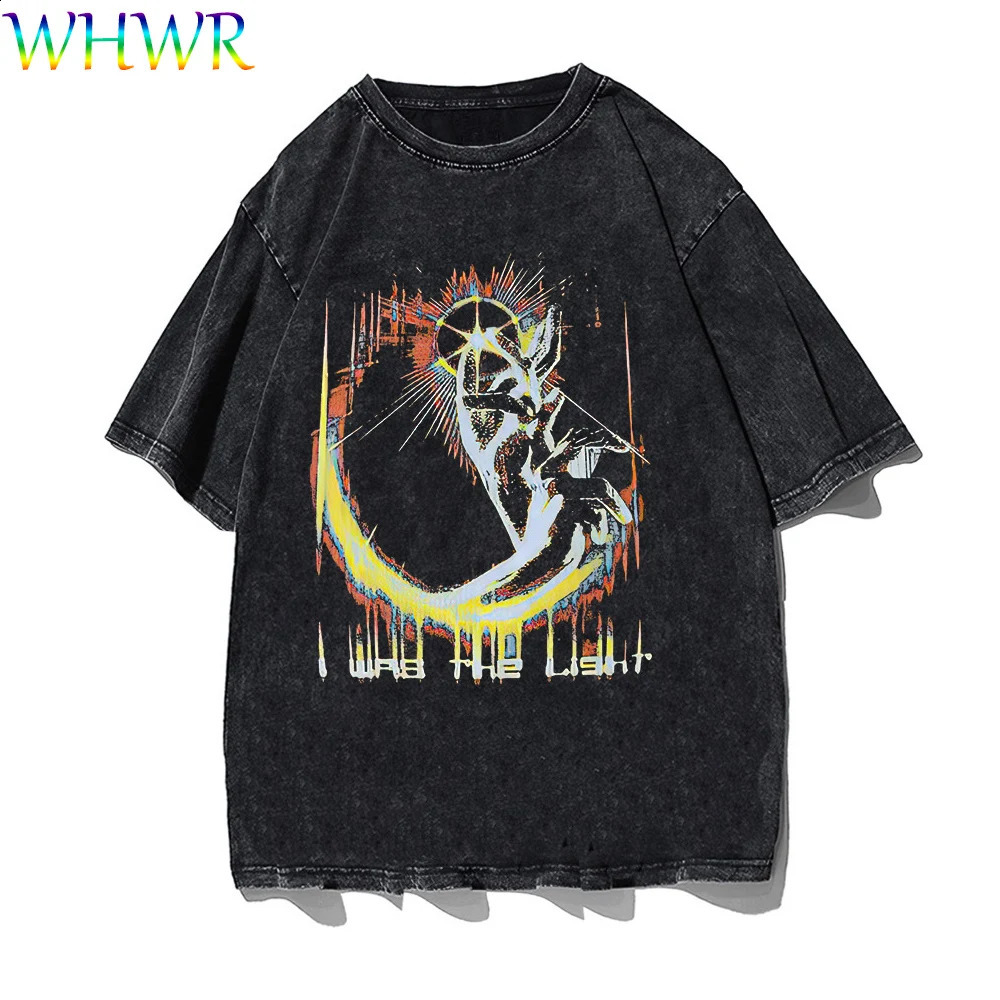 Gothic Cotton T-shirts Oversize Vintage T Shirt Casual Skeleton Ptint Tshirt Men Washed Short-sleeved Tee Streetwear Y2k Tshirts 250317