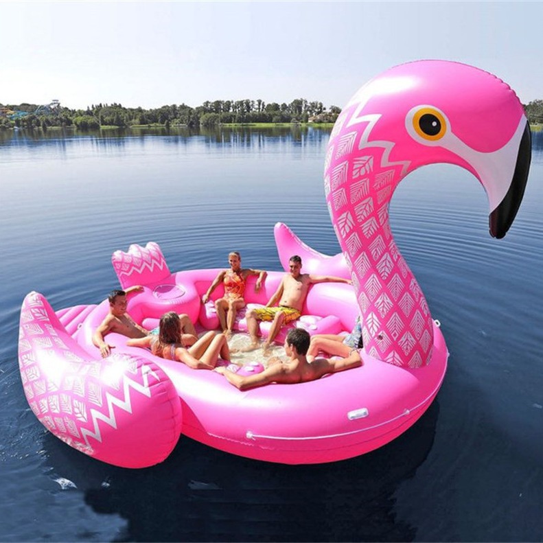 6 Person Giant Iatable Flamingo Pool At Swimming Island Unicorn Ating Boat Adult Beach Party Water Toys Air Mattresses Ocean Ship Fy1306 0320