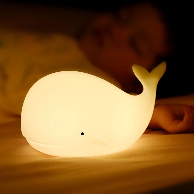 Cute Silicone Night Light Rabbit Whale Cat Touch Sensor USB Rechargeable Bedroom Bedside Lamp For Kids Baby Drop 250319