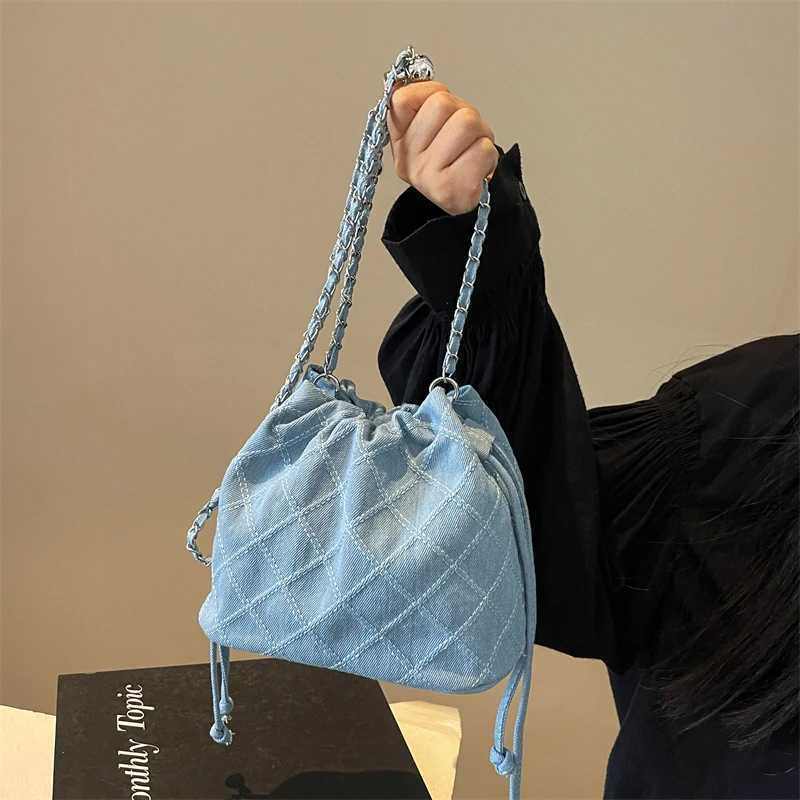 2024 Ins Fashion Cowboy Bucket Bag Womens Fashion Chain Shoulder Bag Designer Drstring Bag Cross body Handbag and Wallet Y250319