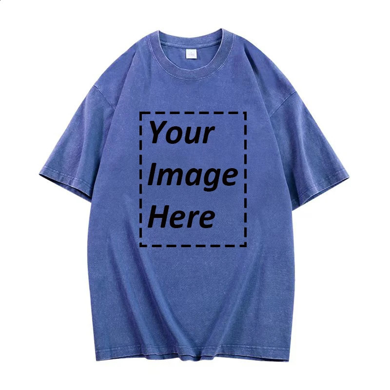 320g Heavy Mens Washed Vintage Customized Print Oversized T-Shirts Street Hip Hop Punk women Harajuku Casual Cotton Short Tee 250317