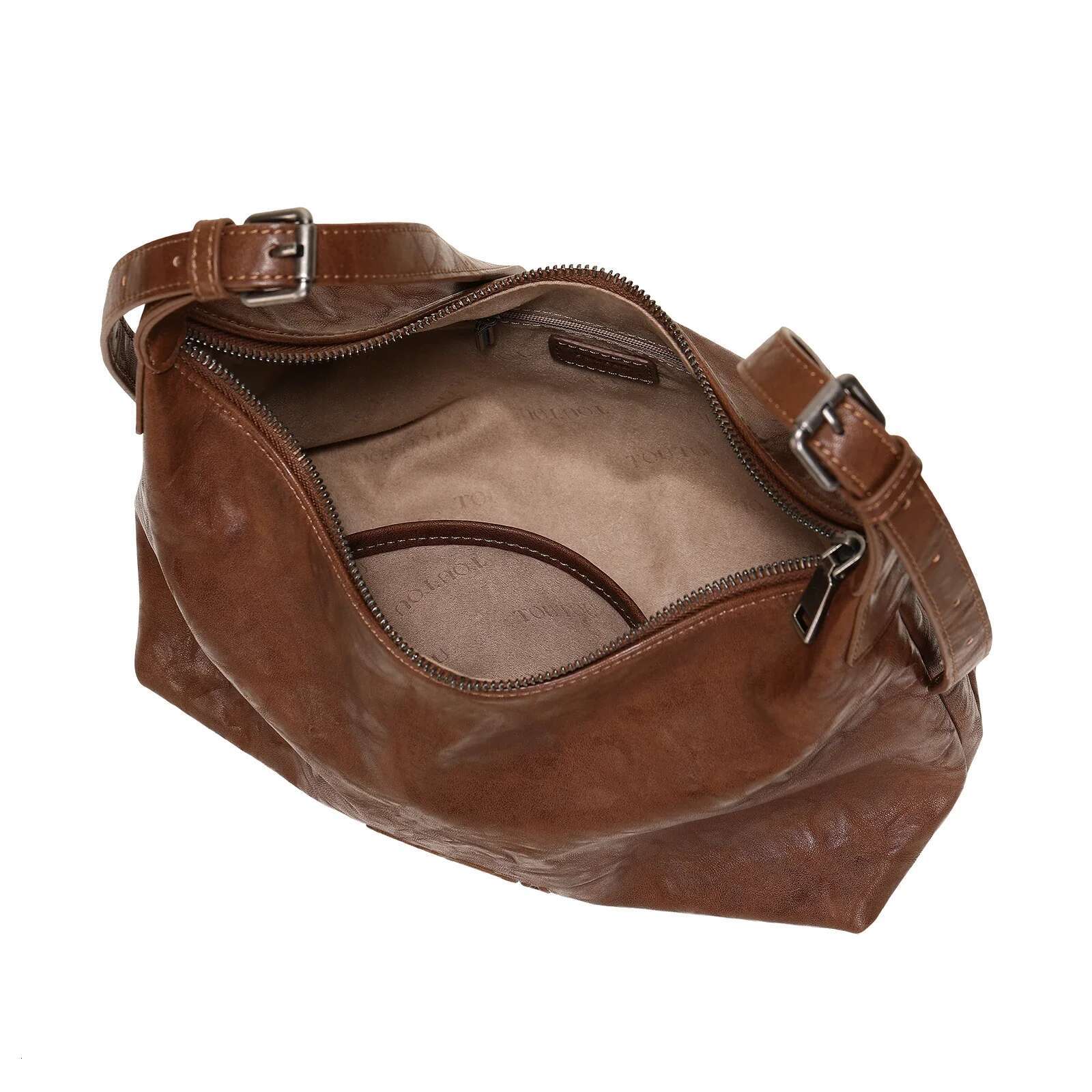 TOUTOU Large Capacity Tote Bag For Women Vintage Brown Black PU Leather Underarm Handbag Original Designer Brand Valentine Gift