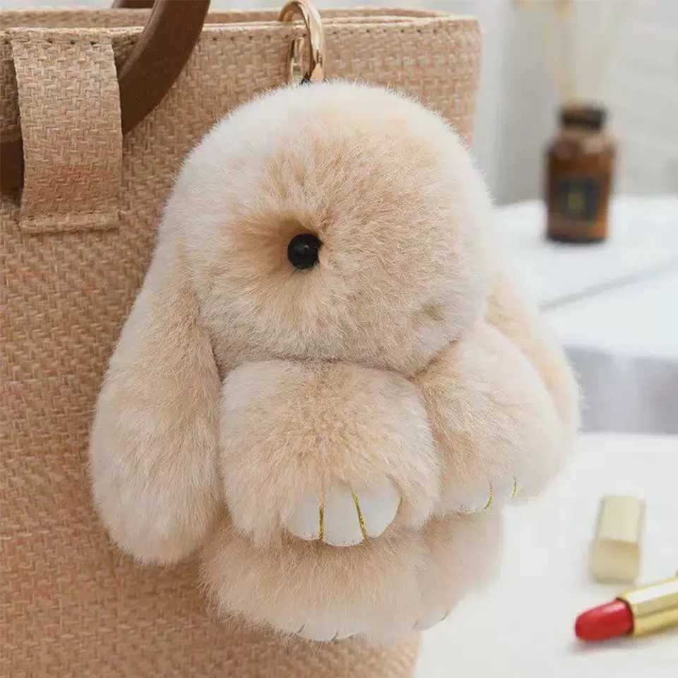 ZAKOL 15cm fluffy rabbit fur fluffy rabbit keychain soft cute rabbit toy keychain bag decorative accessories girl giftXJ250319