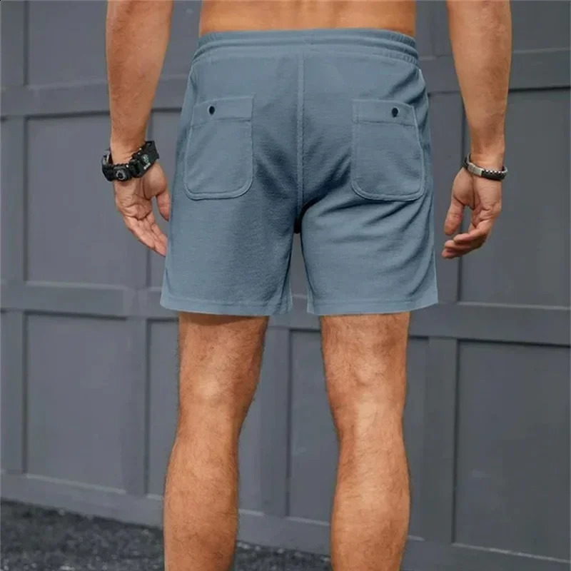 2024 Summer Solid Color Outdoor Sports Shorts Breathable Loose Fitness Training Mens 250312