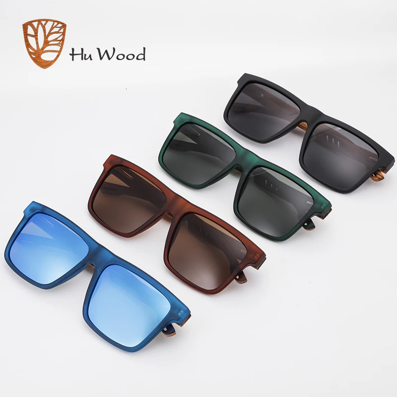 HU WOOD High Quality Square Sunglasses For Men Polarized UV400 Fashion Sunglass Mirror Sport sun glasses Driving 250318