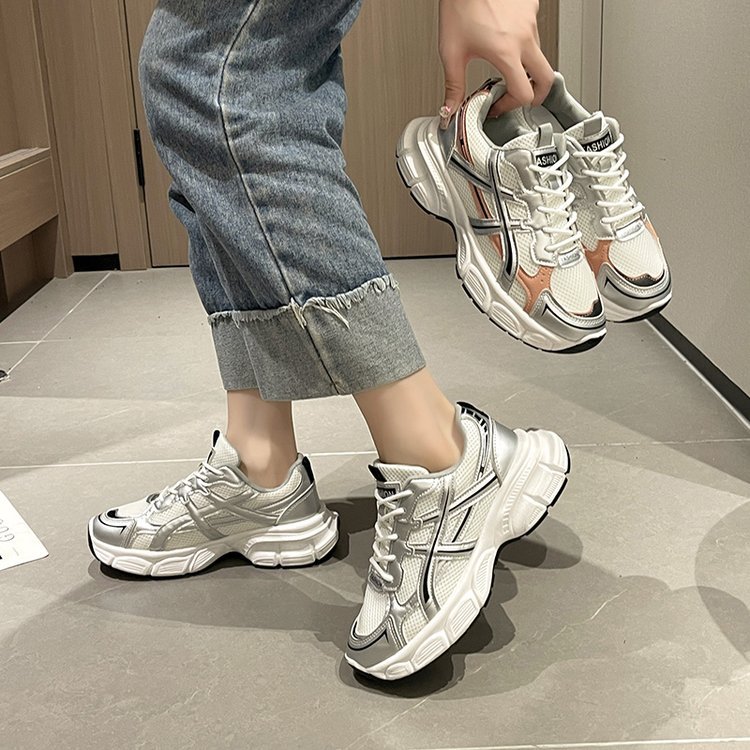 Women's dad shoes, low-top lace-up casual shoes 2025 style mesh running shoes for women casual sports shoes