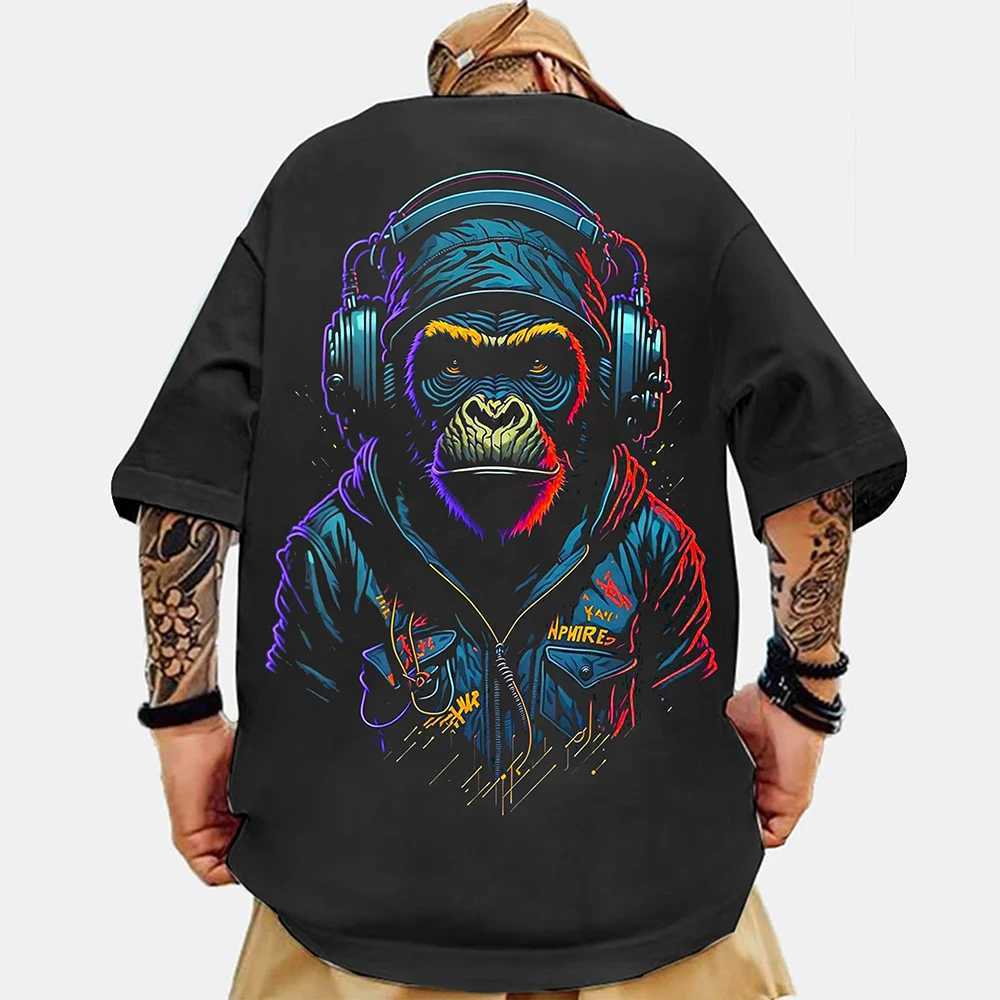 Fashionable mens T-shirt letter printing fashionable mens cotton T-shirt street Harajuku loose and ultra-fine short sleeved waist circumference T-shir