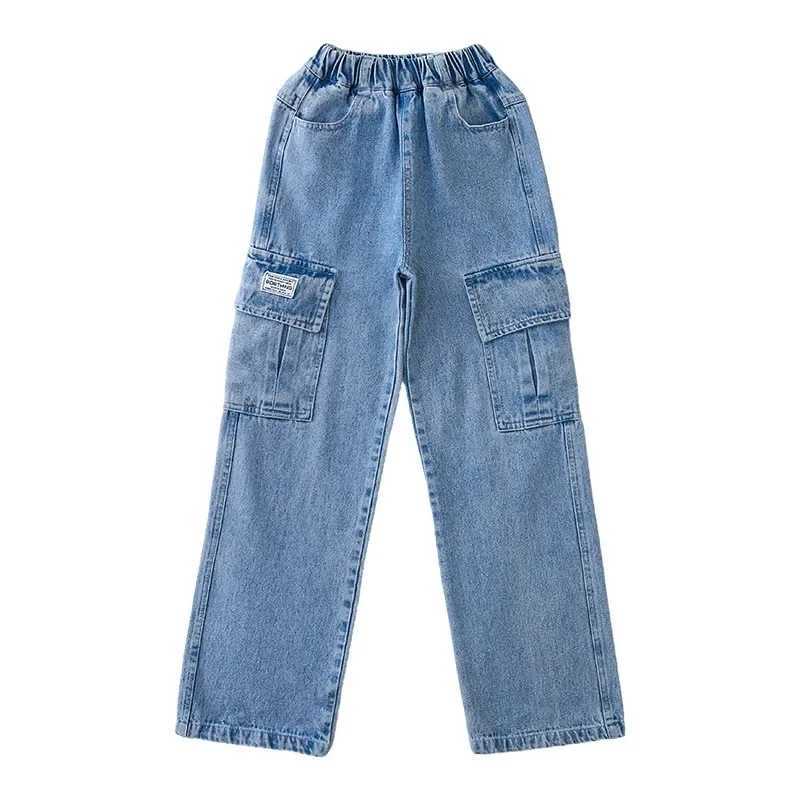 Teenage girl jeans new arrival casual fashion loose high-quality childrens leg wide pants school children Trouser 6 8 9 10 14 years oldT250326