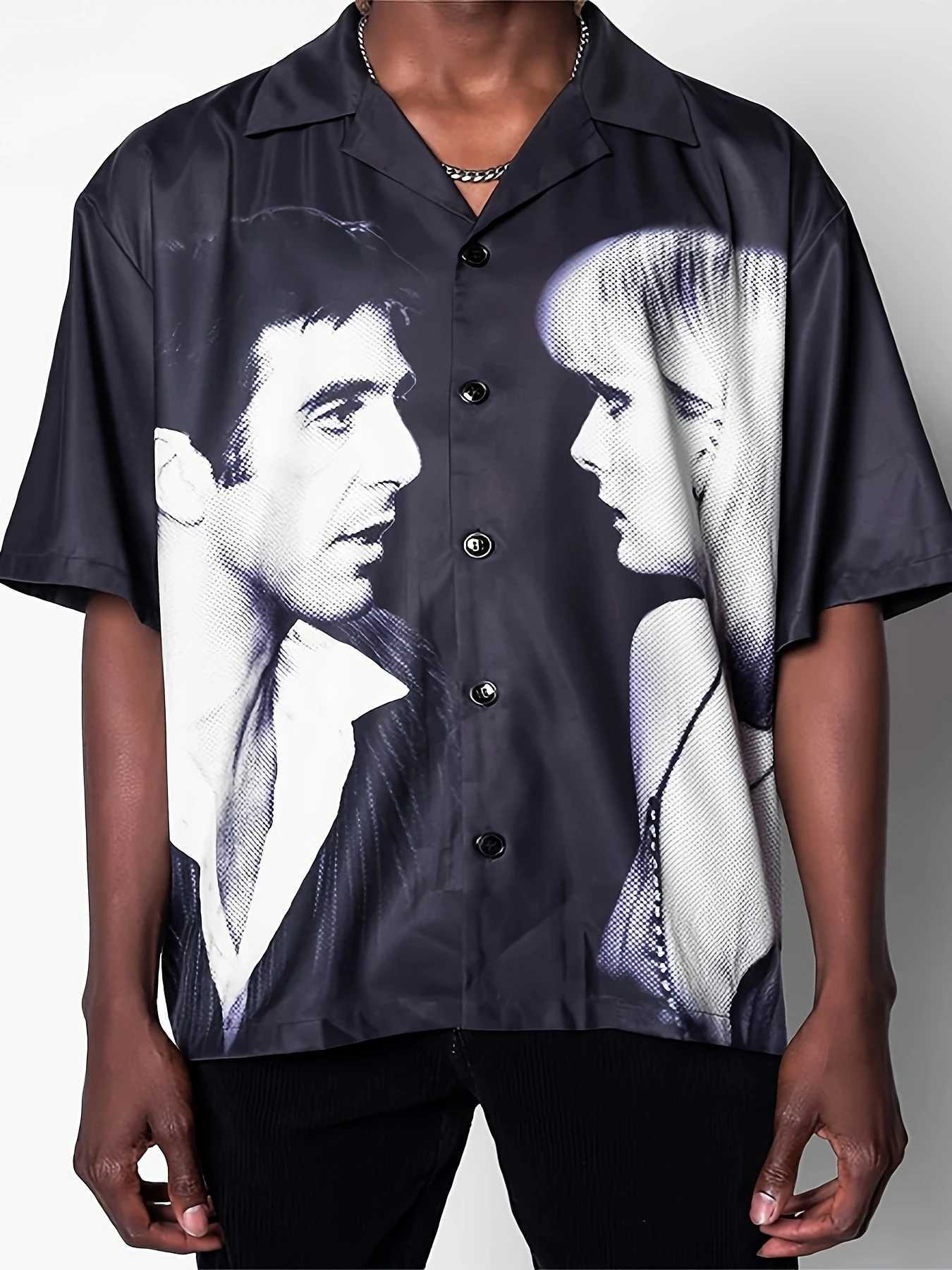 You and I have selected the summer hot selling loose plus size printed mens shirt M250320
