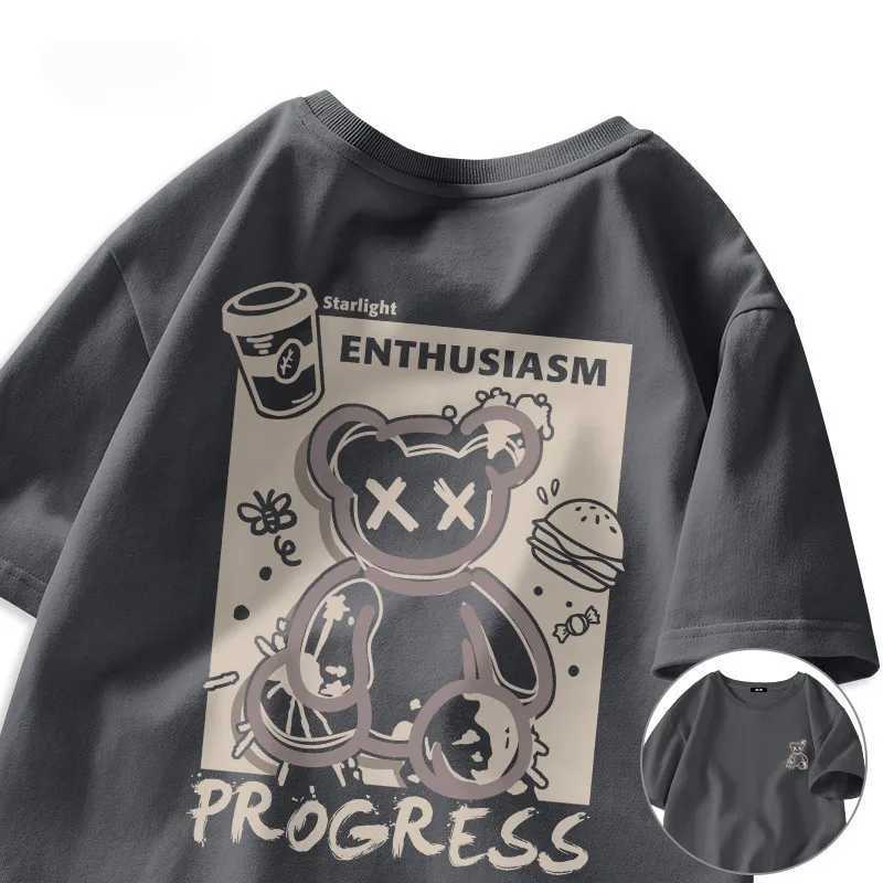 Graffiti Street Bear Retro Large Short Sleeved T-shirtT250320