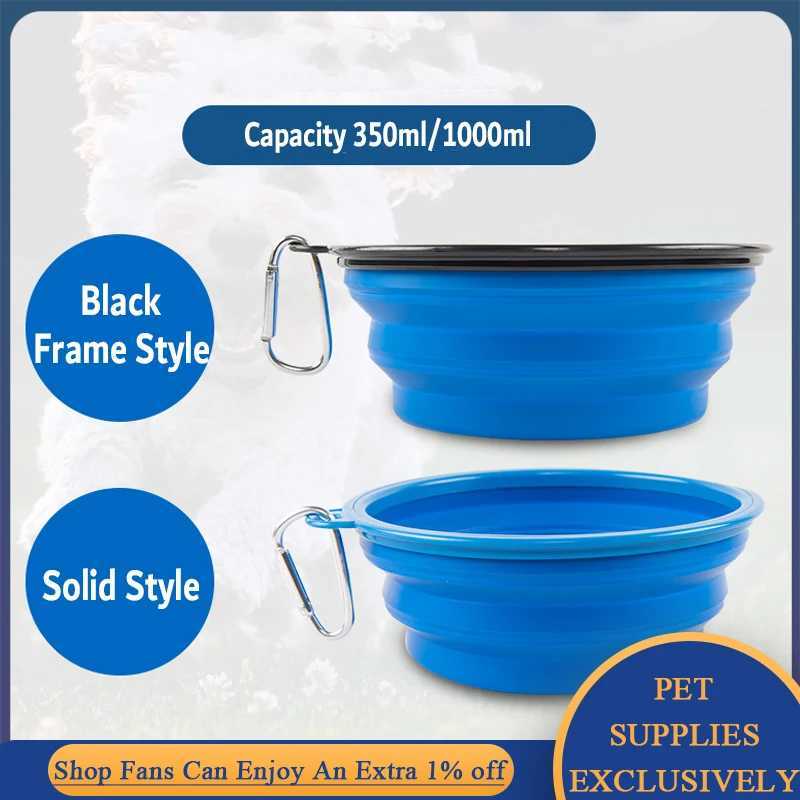 350ml/1000ml Foldable Cat and Dog Water Bowl Silicone Folding Plate Pet Bowl Outdoor Dog Food Container Feeder Jump Y250319