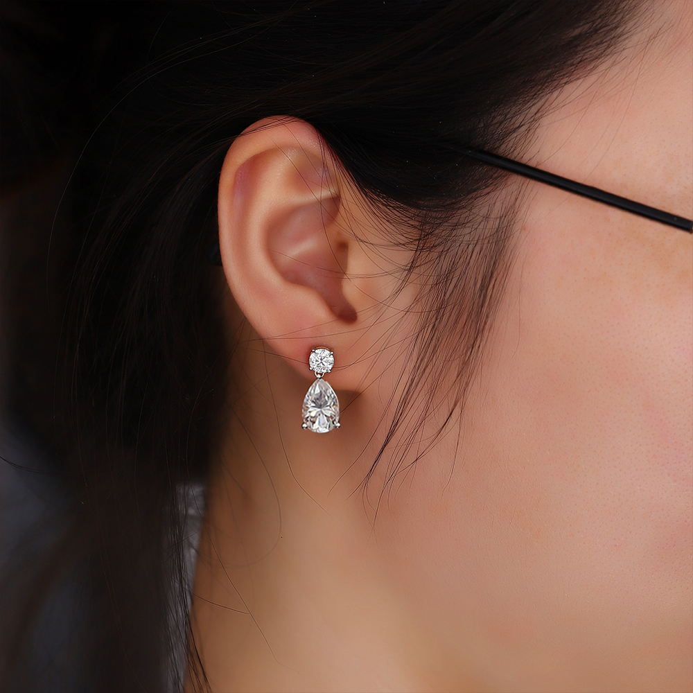 Certified 19cttw Waterdrop Moissanite Drop Earrings for Women 925 Sterling Silver Pear Cut Diamond Stud Earring Bride Jewelry